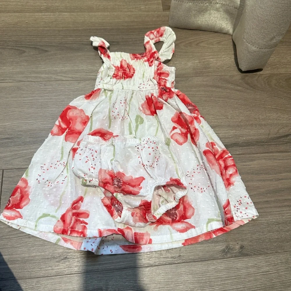 Penelope Mack White Dress with Pink-Red Floral Print